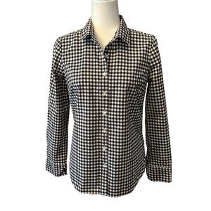 J.Crew Womens Black & White Gingham Check Button-Down Shirt Long Sleeve Size S